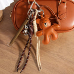 Load image into Gallery viewer, Leather Articulated Bear Alloy Bag Charm Brown S5P942