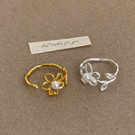Load image into Gallery viewer, Textured Hollow Flower Pearl Ring Women Fashion N6H167