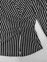 Load image into Gallery viewer, Asymmetric Tie Waist Stripe Shirt Women N5A771