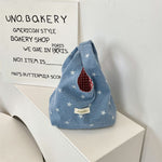 Load image into Gallery viewer, Denim Wristlet Bag Red Plaid Color Block Shoulder S5P863