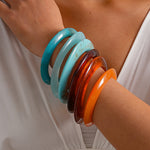 Load image into Gallery viewer, Vintage Resin Ombré Geometric Bangle Set 3-Piece N6H073