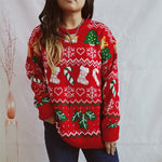 Load image into Gallery viewer, Christmas Stocking Snowflake Jacquard Sweater Women N5A657