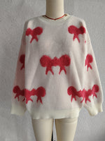 Load image into Gallery viewer, Bow Color Block Sweater Women Sweet Knit Round Neck N5A862