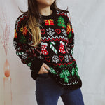 Load image into Gallery viewer, Christmas Stocking Snowflake Jacquard Sweater Women N5A657