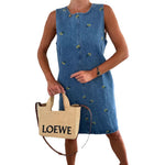 Load image into Gallery viewer, Floral Relaxed Vest Dress Mid Weight Blue N5A245