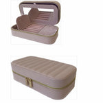 Load image into Gallery viewer, Striped Metal Zipper Jewelry Box Leather Travel Case N6G082