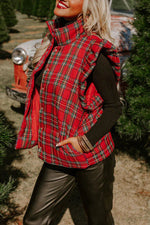 Load image into Gallery viewer, Quilted Plaid Vest Women Red N5A515