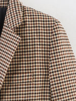 Load image into Gallery viewer, Plaid Double Breasted Blazer Women N5A751