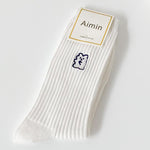 Load image into Gallery viewer, Cartoon Embroidered White Crew Socks Women M5A306