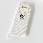 Load image into Gallery viewer, Cartoon Embroidered White Crew Socks Women M5A306