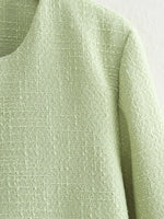 Load image into Gallery viewer, Lime Green Round Neck Baseball Jacket Women N5A735