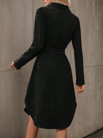 Load image into Gallery viewer, Corduroy Shirt Dress Wrap Waist Asymmetrical Hem N5A686