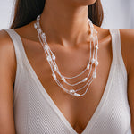 Load image into Gallery viewer, Vintage Multi-Layer Pearl Glass Bead Choker Necklace N6H146