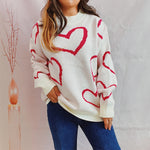 Load image into Gallery viewer, Love Pattern Knit Sweater Women Round Neck Winter N5A878