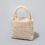 Load image into Gallery viewer, Handwoven Color Block Wood Bead Bag Beach Women S5P966