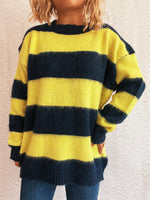 Load image into Gallery viewer, Color Block Stripe Pullover Round Neck Loose Fit N5A833