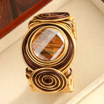 Load image into Gallery viewer, Vintage Punk Handwoven Wire Crystal Open Cuff Bangle N6F271