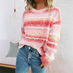 Load image into Gallery viewer, Striped Rainbow Sweater Women Color Gradient Faux N5A865