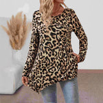 Load image into Gallery viewer, Leopard Print Asymmetrical Hem Knit Sweater Women N6B045