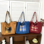 Load image into Gallery viewer, Women's Plaid Wool Tote Shoulder Bag N6J183