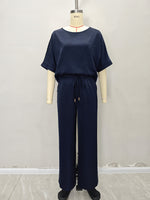 Load image into Gallery viewer, Navy Casual Two Piece Set Short Sleeve N5A893