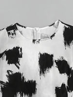 Load image into Gallery viewer, Black White Abstract Print Maxi Dress Women N5A898