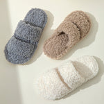 Load image into Gallery viewer, Double Striped Plush Slippers Women Open Toe Curly M5A281