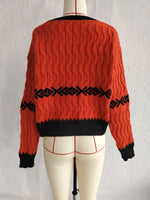 Load image into Gallery viewer, Cropped V Neck Jacquard Sweater Women Streetwear N5A874