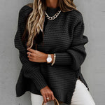 Load image into Gallery viewer, High Neck Side Slit Sweater Women Chunky Knit Casual N5A843