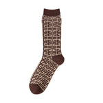 Load image into Gallery viewer, Diamond Pattern Double Knit Cotton Stackable Socks M5A031