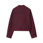 Load image into Gallery viewer, Round Neck Zip Soft Jacket Women Wine Red N5A403