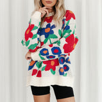 Load image into Gallery viewer, Oversized Floral Embroidered Sweater Women N5A854