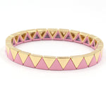 Load image into Gallery viewer, Rainbow Triangles Bracelet Modular Gold Enamel S5P050