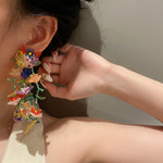 Load image into Gallery viewer, Acrylic Floral Branch Earrings Alloy Silver Beads S5P204