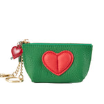 Load image into Gallery viewer, Top Grain Leather Heart Zipper Key Wallet Women Mini S5P933