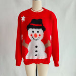 Load image into Gallery viewer, Christmas Snowman Pullover Sweater Women Red N5A630
