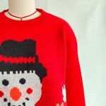 Load image into Gallery viewer, Christmas Snowman Pullover Sweater Women Red N5A630