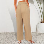 Load image into Gallery viewer, Womens High Waist Straight Leg Trousers Khaki N5A486