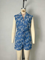 Load image into Gallery viewer, Embroidery Belted Sleeveless Jumpsuit Women N6F240