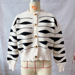 Load image into Gallery viewer, Color Block Striped Cardigan Women Cropped Round Neck N5A861