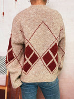 Load image into Gallery viewer, Diamond Color Block Sweater Loose Fit Round Neck N5A828