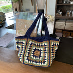 Load image into Gallery viewer, Handmade Cotton Woven Crochet Tote Beach Bag N6A082