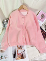 Load image into Gallery viewer, Faux Mink Pearl Button Cardigan Round Neck N6G141