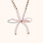 Load image into Gallery viewer, Crystal Bow Necklace Steel Gold Plated Delicate S5P231