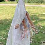 Load image into Gallery viewer, Bohemian Tassel Crochet Beach Bag Woven Straw Tote N6G064