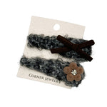 Load image into Gallery viewer, Gray Plush Hair Clip Women Flower Bow Side Barrettes S5P762