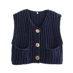Load image into Gallery viewer, Patch Pocket Vest Sleeveless Knit Lightweight N5Z245