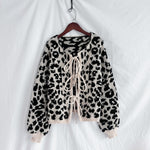 Load image into Gallery viewer, Leopard Print Tie Front Cardigan Women Round Neck N5A848