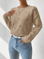 Load image into Gallery viewer, Floral Embroidered Knit Sweater Women Multiple Colors N5A595