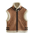 Load image into Gallery viewer, Suede Fleece Panel Vest Women Multiple Colors N5A557